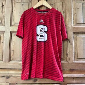 Boy's Adidas‎ NC State Sz 12 Red Athletic T-Shirt Wolfpack Basketball Tee Flawed